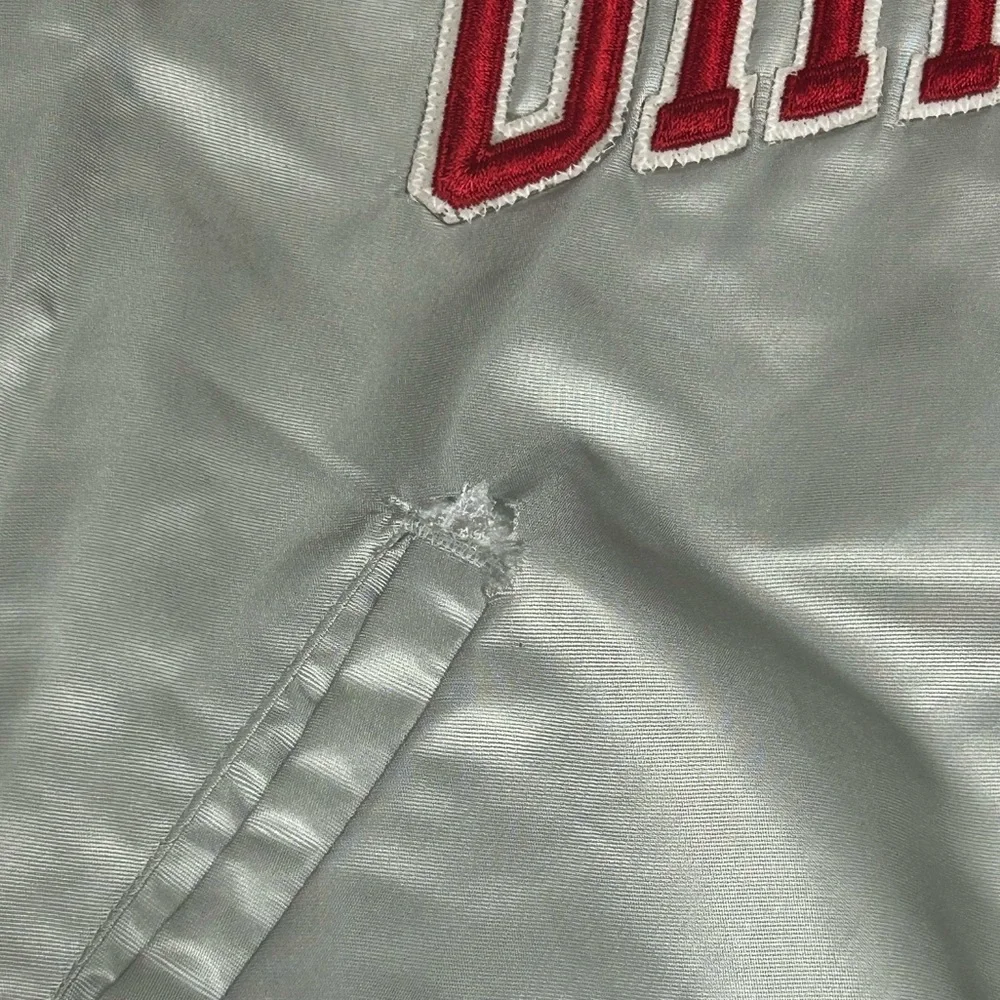 Vintage Ohio State University Satin Starter Jacket Size:M Color:Silver/Red/wht
